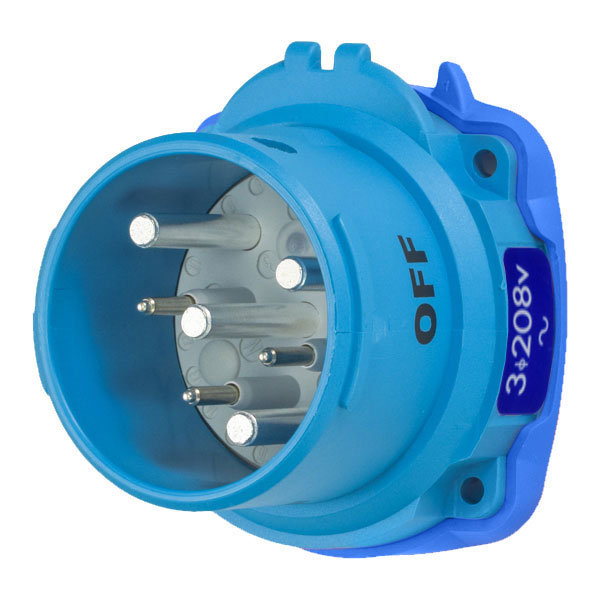 63-68163-973 - DSN60 INLET POLY BLUE SIZE 3 TYPE 4X IP 69 3P+G 60A 208 VAC 60 Hz +3 AUX